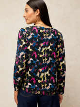Load image into Gallery viewer, White Stuff - Weaver Notch Long Sleeve Tee in Navy Print

