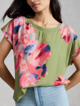 Load image into Gallery viewer, White Stuff - Woven Mix Tee in Green Print
