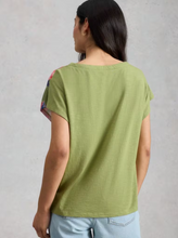 Load image into Gallery viewer, White Stuff - Woven Mix Tee in Green Print
