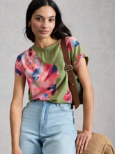 Load image into Gallery viewer, White Stuff - Woven Mix Tee in Green Print
