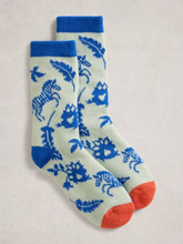 Load image into Gallery viewer, White Stuff - Zebra Cabin Sock in Light Green
