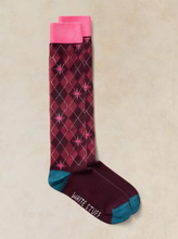 Load image into Gallery viewer, White Stuff - Argyle Knee High Sock in Plum Multi
