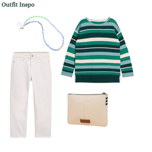 White Stuff - Jana Stripe Jumper - Green Multi