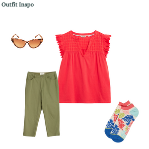 White Stuff - Tessa Woven Frill Top - Bright Orange