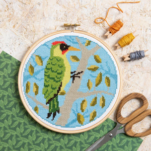 Hawthorn Handmade - Cross Stitch Kit Green Woodpecker