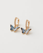 Load image into Gallery viewer, Fable - Huggie Earrings - Enamel Blue Butterfly
