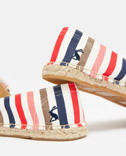 Load image into Gallery viewer, Joules Shelbury Esdadrilles Cream Red Blue Khaki Stripe sizes 4-7
