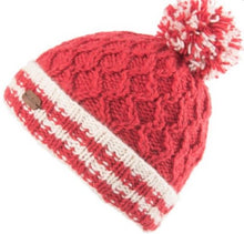 Load image into Gallery viewer, Kusan - PK2027 Cable Bobble Turn Up Hat - Red
