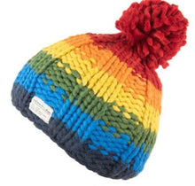 Load image into Gallery viewer, Kusan - Moss Yarn Bobble Hat Rainbow Red
