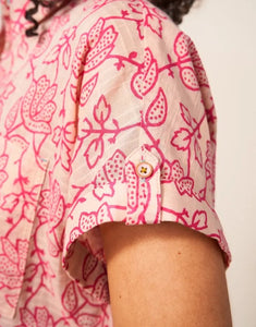 White Stuff - Ella Organic Cotton Shirt - Pink Print