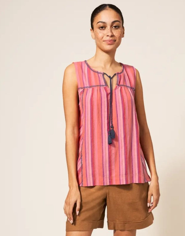 White Stuff - Lisbet Stripe Vest - Pink Multi