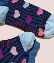 Load image into Gallery viewer, White Stuff - Multi Heart Trainer Sock
